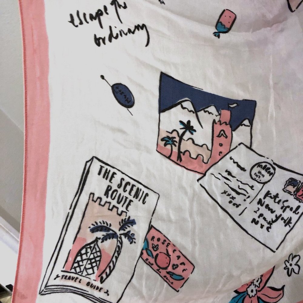 Kate Spade Travel Scrapbook scarf 30" x 81"